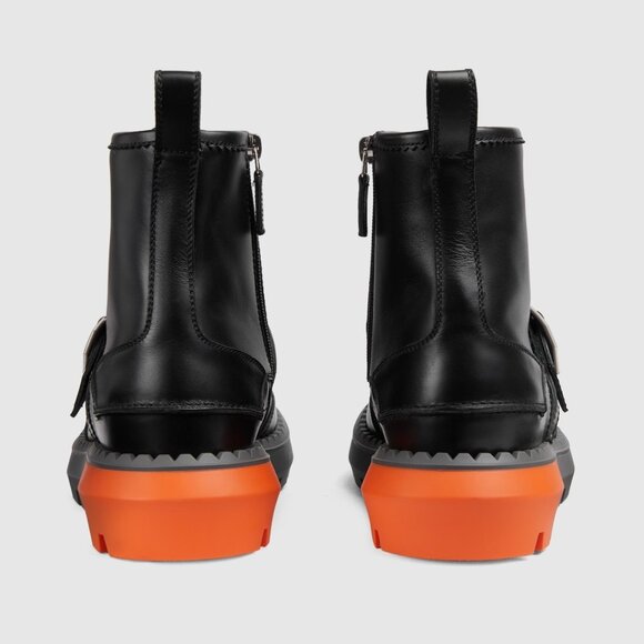 GUCCI BOOTS MENS GG LOGO CANVAS BLACK LEATHER LACE UP ANKLE sz 8 8.5 US - Picture 4 of 16